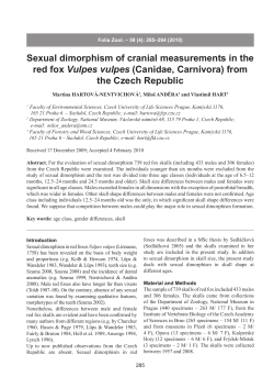 Sexual dimorphism of cranial measurements in the red fox Vulpes