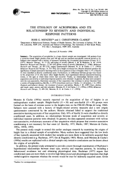 The etiology of acrophobia and its relationship to severity and