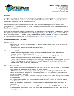 Spartan Foundation for Education &ndash; Grant Application