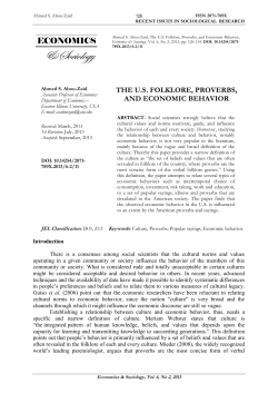 the us folklore, proverbs, and economic behavior