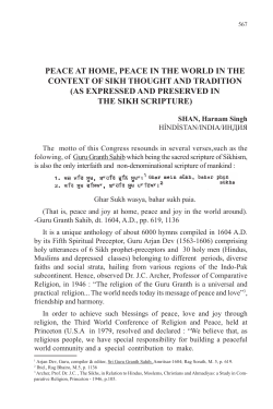 peace at home, peace in the world in the context of sikh thought and
