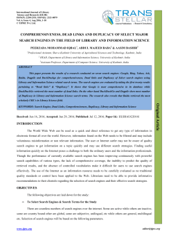 Comprehensiveness, Dead Links and Duplicacy of Select