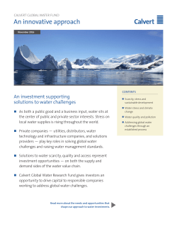 Calvert Global Water Fund: An innovative approach