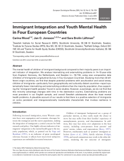 Immigrant Integration and Youth Mental Health in