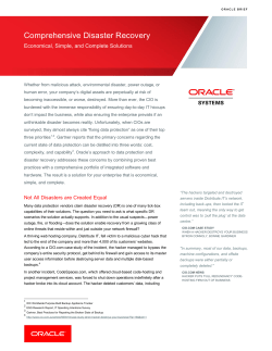 Comprehensive Disaster Recovery