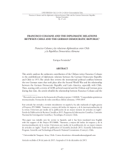 FRANCISCO COLOANE AND THE DIPLOMATIC RELATIONS