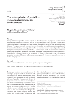 The self-regulation of prejudice: Toward understanding its lived