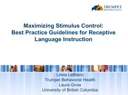 Maximizing Stimulus Control - Association for Behavior Analysis