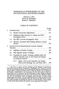 Problems of Enforcement in the Multinational Securities