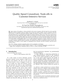 Quality-Speed Conundrum - Operations, Information and Decisions