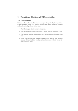 1 Functions, Limits and Differentiation