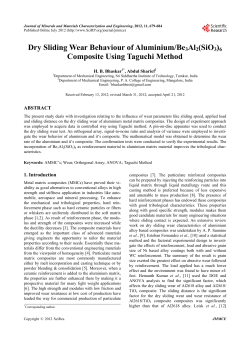 Dry Sliding Wear Behaviour of Aluminium/Be3Al2(SiO3)6