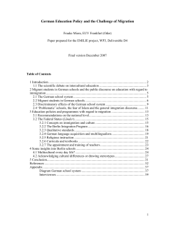 German Education Policy and the Challenge of Migration