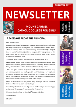 1 MOUNT CARMEL CATHOLIC COLLEGE FOR GIRLS Promoting