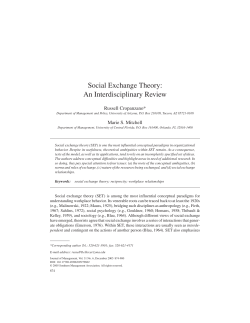 Social Exchange Theory: An Interdisciplinary Review
