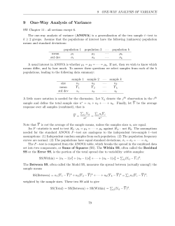 9 One-Way Analysis of Variance