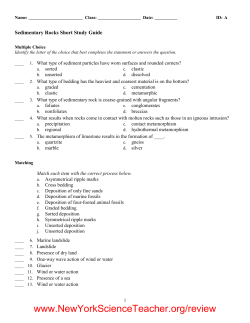Sedimentary Rocks Short Study Guide