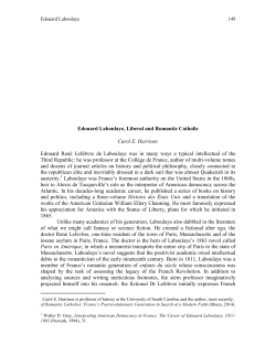 Edouard Laboulaye, Liberal and Romantic Catholic - H
