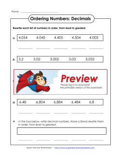 Ordering Numbers: Decimals