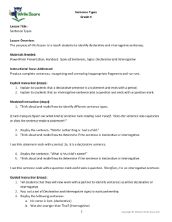 Sentence Types Lesson Overview
