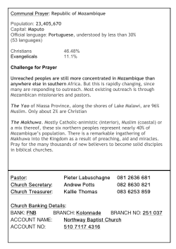 Communal Prayer: Republic of Mozambique Population: 23,405,670