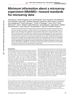 Minimum information about a microarray experiment (MIAME