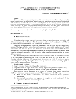 MUTUAL CONCESSIONS - SPECIFIC ELEMENT OF THE