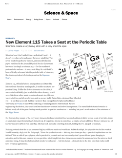 New Element 115 Takes a Seat at the Periodic Table