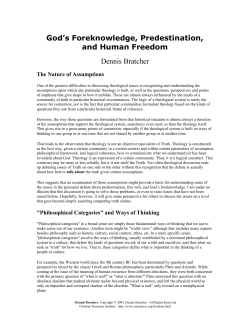 God`s Foreknowledge, Predestination,