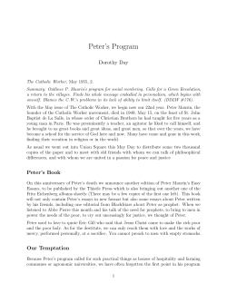 Peter`s Program - Catholic Worker Movement