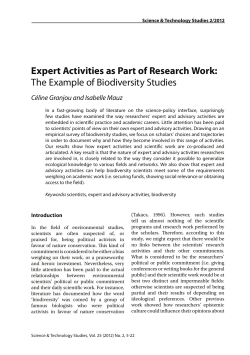 Expert Activities as Part of Research Work: The Example of