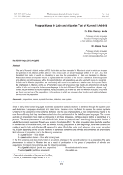 Praepositiones in Latin and Albanian Text of Kuvendi i Arb&euml;nit