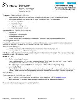Criteria for Evaluating Archaeological Potential