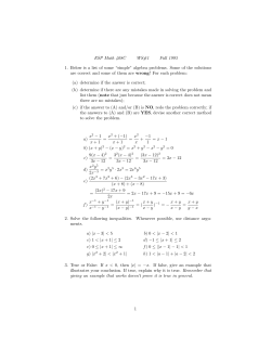 ESP Math 408C WS#1 Fall 1993 1. Below is a list of some