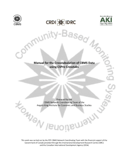 Manual for the Crosstabulation of CBMS Data using CSPro Crosstabs