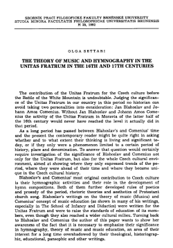 the theory of music and hymnography in the unitas fratrum in the