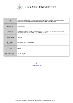 Instructions for use Title Microchemical Studies on the Golgi