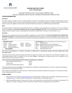 Nursing Assistant Application - Southwestern Oregon Community