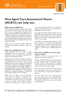 Information Sheet Number 1: How Aged Care Assessment Teams