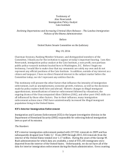 Testimony of Alex Nowrasteh Immigration Policy Analyst Cato
