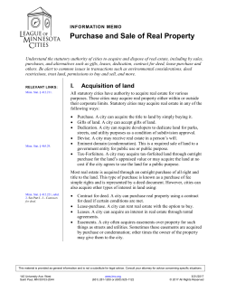 Purchase and Sale of Real Property