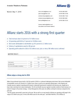 Allianz starts 2016 with a strong first quarter