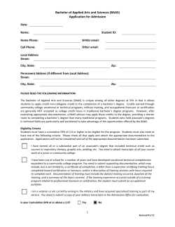 Bachelor of Applied Arts and Sciences (BAAS) Application for