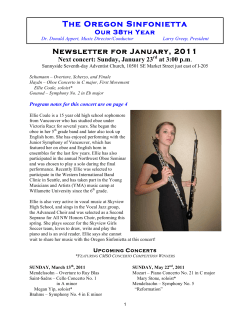 January 2011 Newsletter - The Oregon Sinfonietta