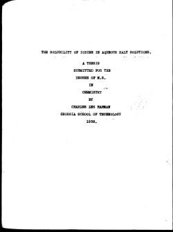 SOLUBILITY OF IODINE IN AQUEOUS SALT SOLUTIONS. A