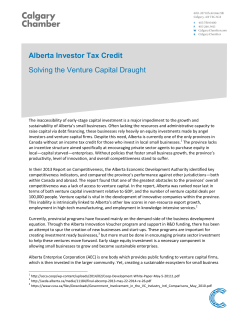 Alberta Investor Tax Credit Solving the Venture Capital Draught