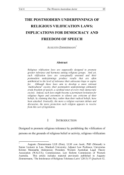 the postmodern underpinnings of religious vilification laws