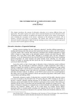 The Contribution of Alternative Education