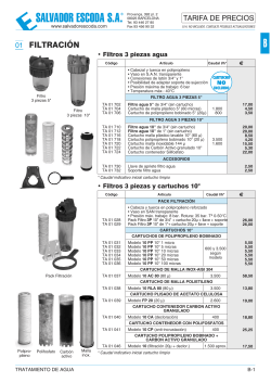 Tarifa de Precios - Tratamiento de Agua