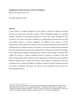 Immigration and the Economy of Cities and Regions